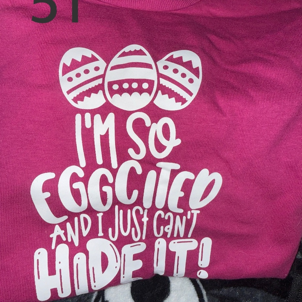 Pink Graphic Tee with Easter Design